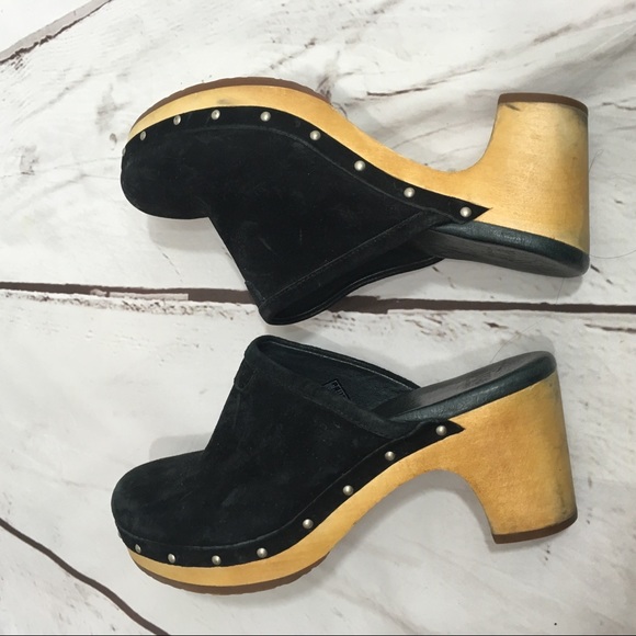 black suede clogs womens